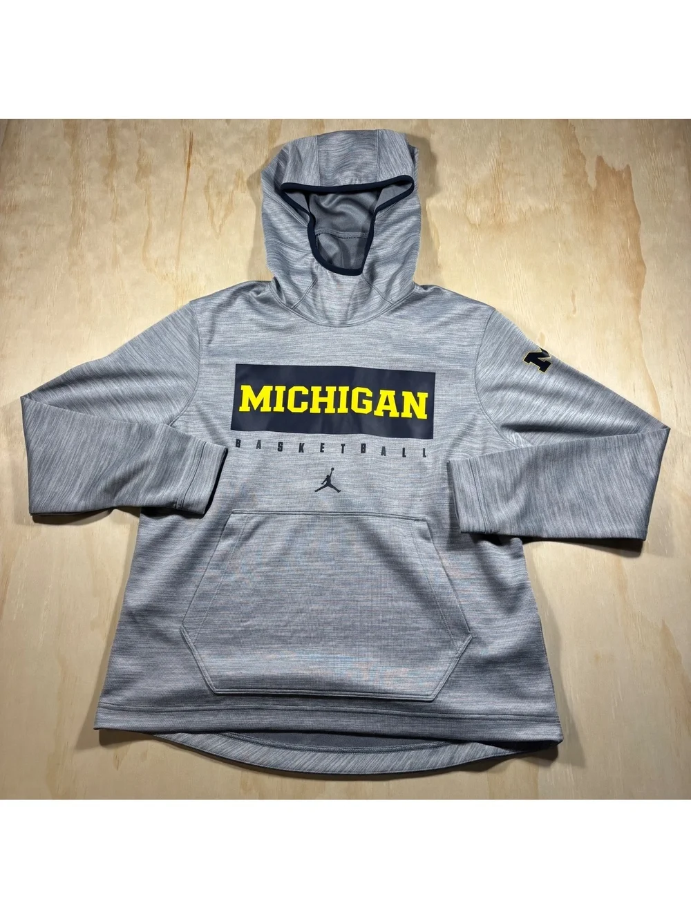 NIKE JORDAN Michigan Wolverines Basketball Gray Hoodie Sweatshirt Men's Large